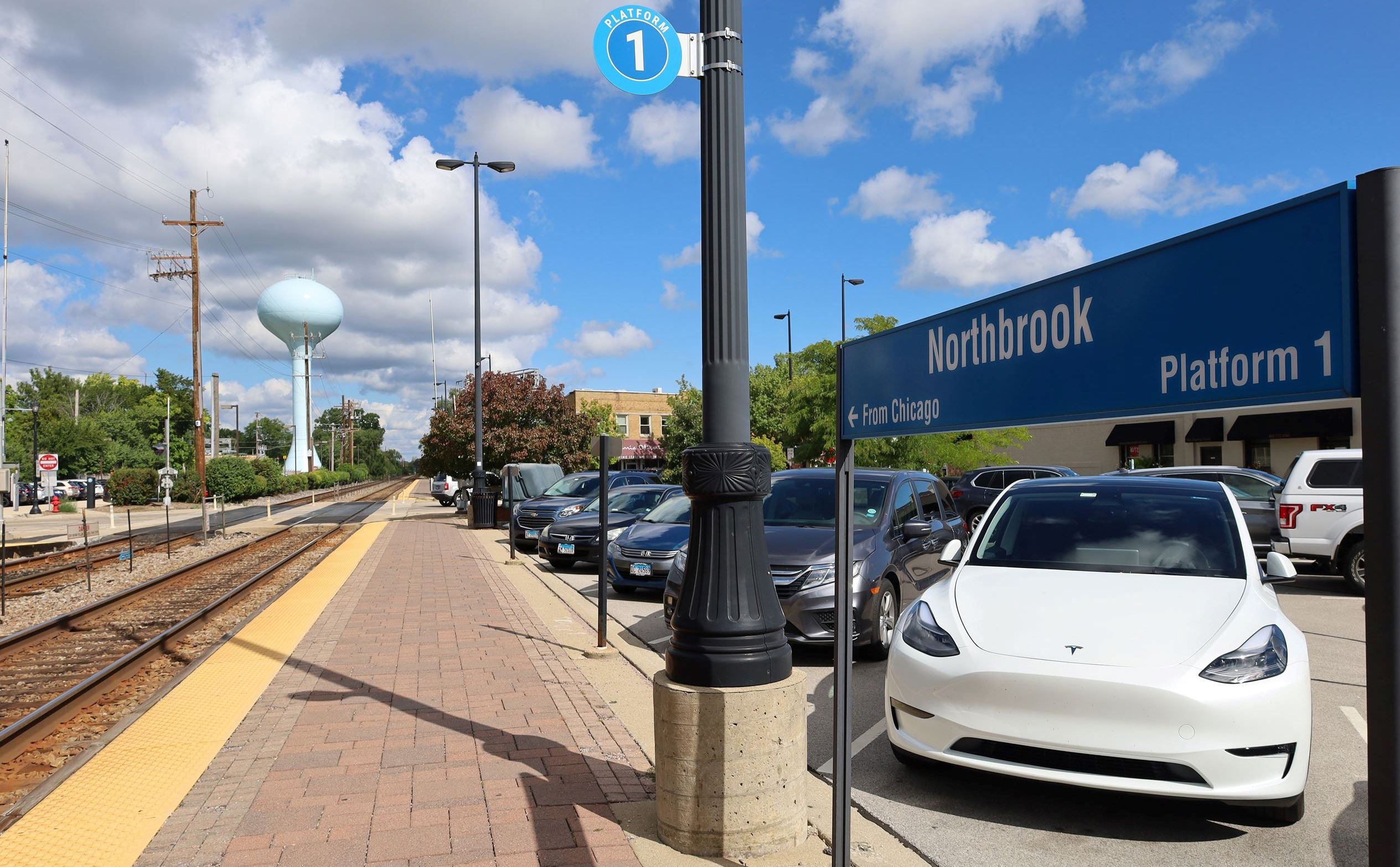 Cars parked in commuter lot in Northbrook