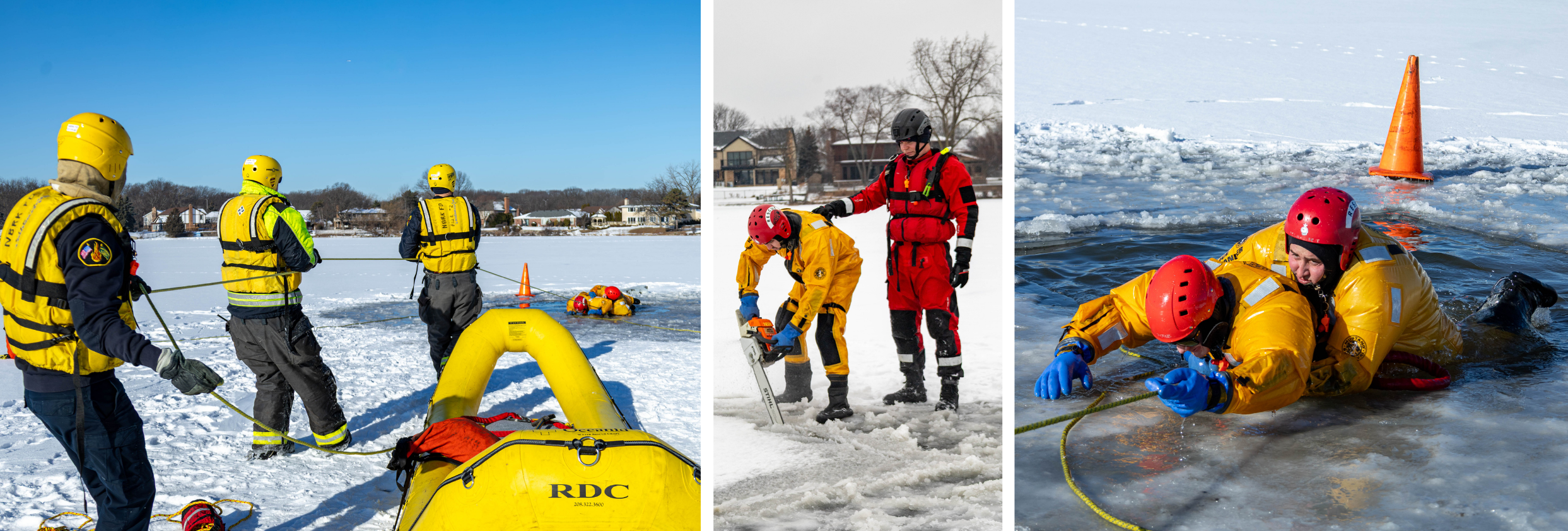Fire Department Surface Ice Water Rescue Drill 2
