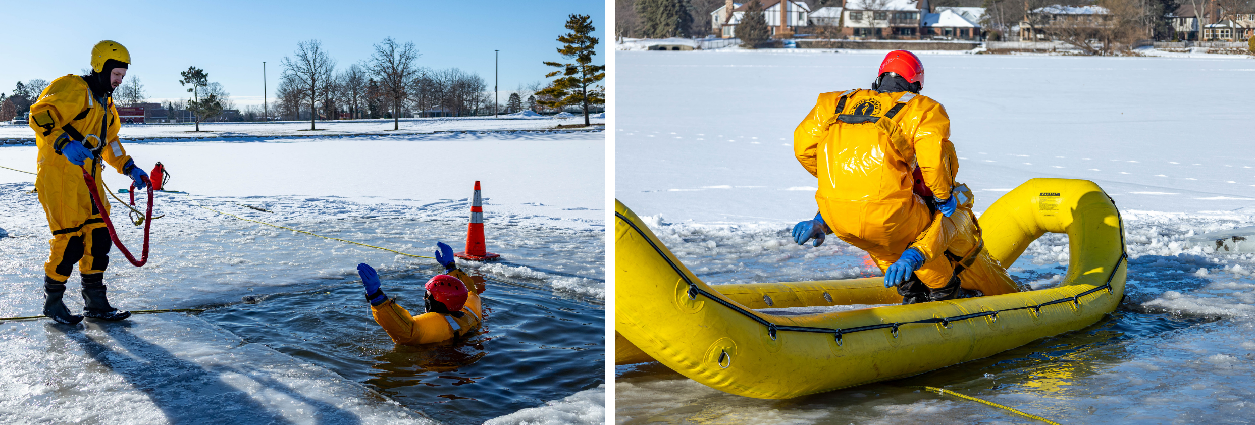 Fire Department Surface Ice Water Rescue Drill 3