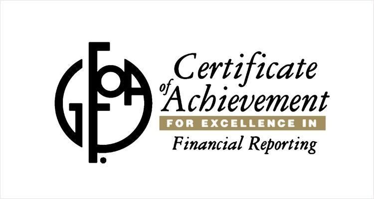 Certificate of Achievement for Excellence in Financial Reporting